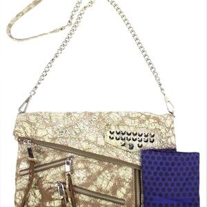 Rebecca Minkoff Studded ‘Harper’ Gold & Silver Leather Crossbody/Clutch